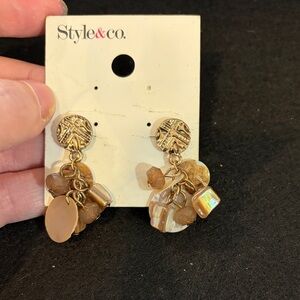 Style & Co. Gold and Tan Cluster Earrings